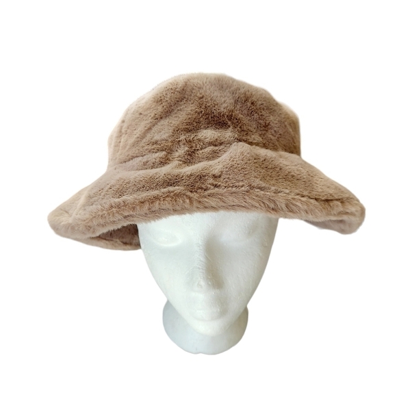 Sprigs Reversible Faux Fur and Sherpa Bucket Hat Adjustable Taupe Black NEW NWT - Picture 11 of 16